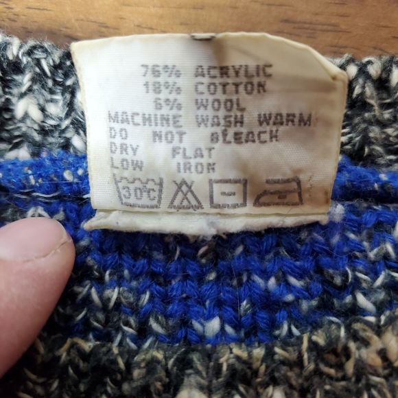 Vintage DD Sloane Grandpa Sweater Cosby Pullover Ed Bassmaster Blue Gray Men's M - Picture 11 of 12